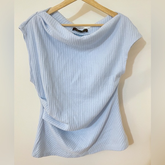 Marc New York Ribbed Cowl Neck Top | Elegant Minimal Sleeveless Top | Size L - Picture 2 of 8